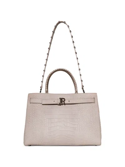 John Richmond Croc-effect Stud-embellished Tote Bag In Neutral