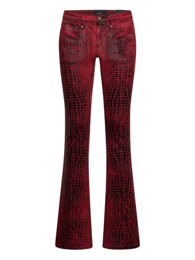 John Richmond Crocodile-print Flared Trousers In Animal Print