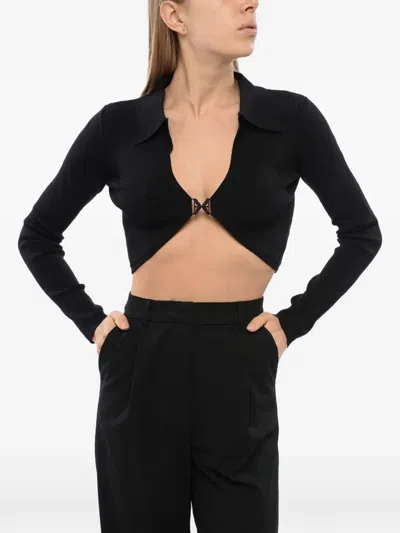 John Richmond Cropped Slim-fit Cardigan In Black