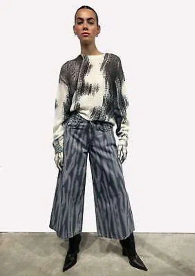 Pre-owned John Richmond Cropped Trousers In 100% Cotton With Allover Pattern And Wide Leg. In Fantasia