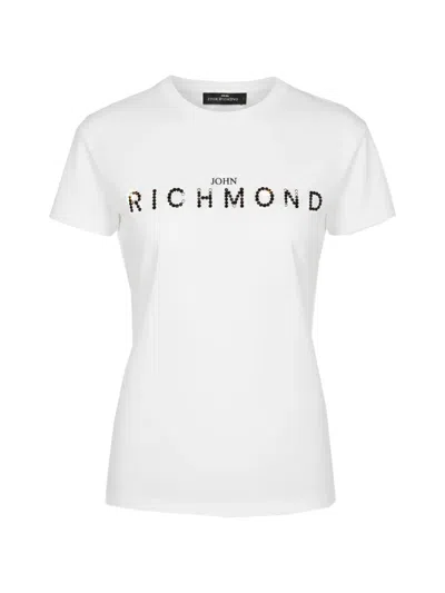 John Richmond Crystal-embellished T-shirt In White