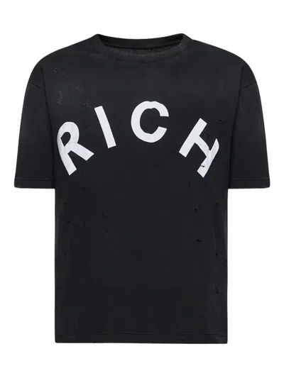 John Richmond Distressed Cotton T-shirt In Black