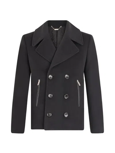 John Richmond Double-breasted Logo-embroidered Jacket In Black