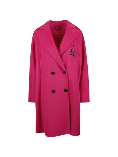 John Richmond Double-breasted Logo-patch Coat In Red