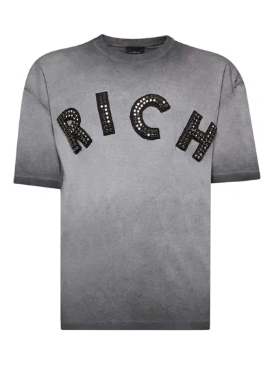 John Richmond Embellished-logo T-shirt In Gray