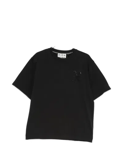 John Richmond Embellished Logo-print T-shirt In Black