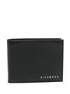 John Richmond Black Wallet In Leather With Logo In Black
