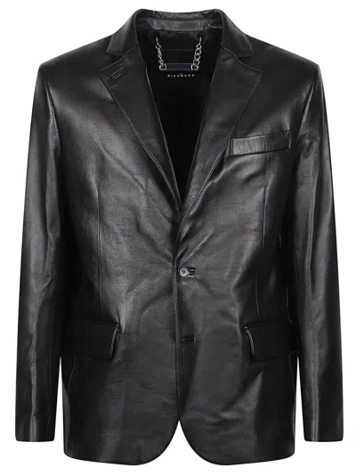 John Richmond Facij Minimalist Calf Leather Blazer In Black