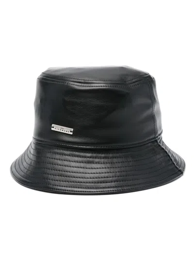 John Richmond Faux-leather Bucket Hat In Black