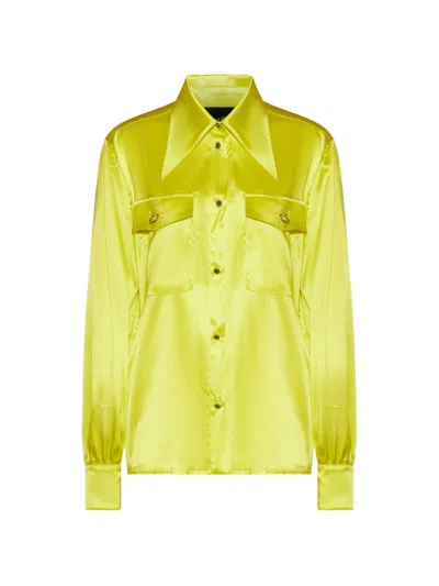 John Richmond Flap-pocket Satin Shirt In Green