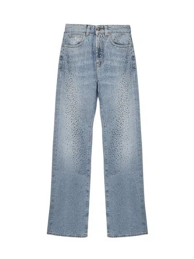 John Richmond Flare Rhinestone Wide Leg Jeans