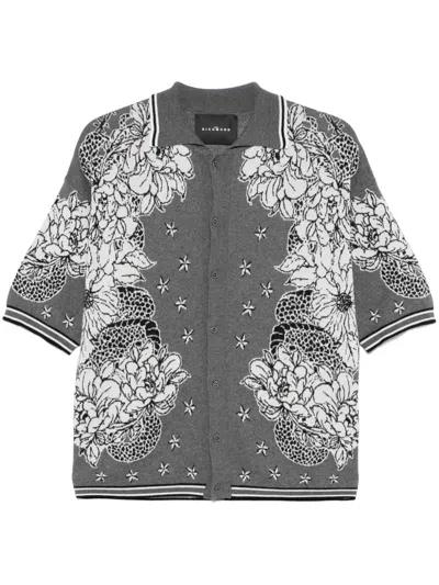 John Richmond Floral-pattern Shirt In Grey