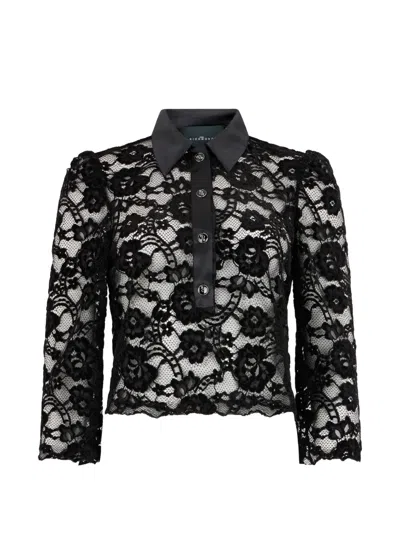 John Richmond Floral-lace Polo-top In Black