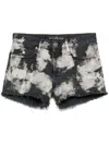 John Richmond Frayed Denim Shorts In Schwarz