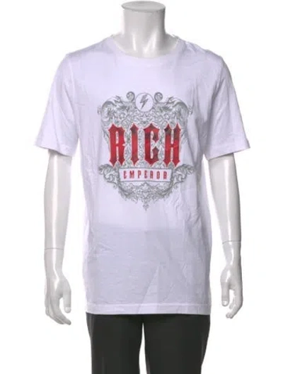Pre-owned John Richmond Graphic Print Crew Neck T-shirt W/ Tags In White