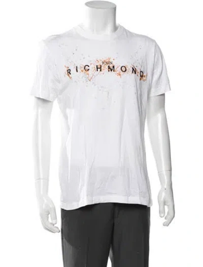 Pre-owned John Richmond Graphic Print Crew Neck T-shirt In White