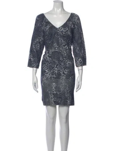 Pre-owned John Richmond Graphic Print Mini Dress W/ Tags In Blue