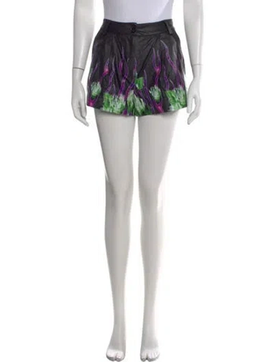 Pre-owned John Richmond Graphic Print Mini Shorts In White