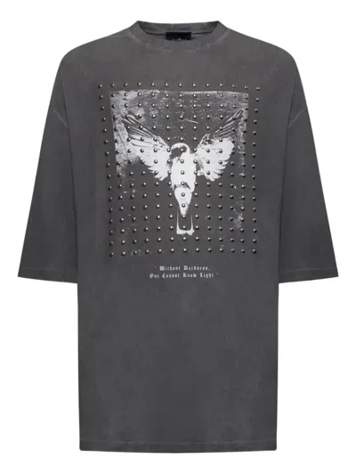 John Richmond Graphic-print Studded T-shirt In Gray