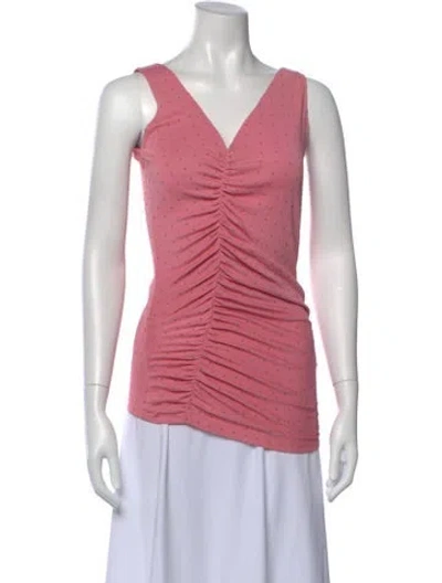 Pre-owned John Richmond Graphic Print V-neck Top In Pink