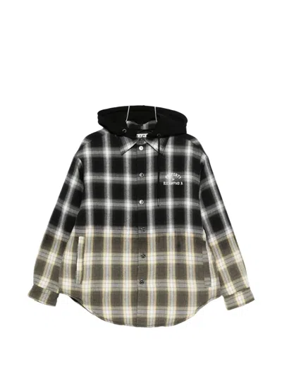 John Richmond Hooded Checked Shirt Jacket In Black