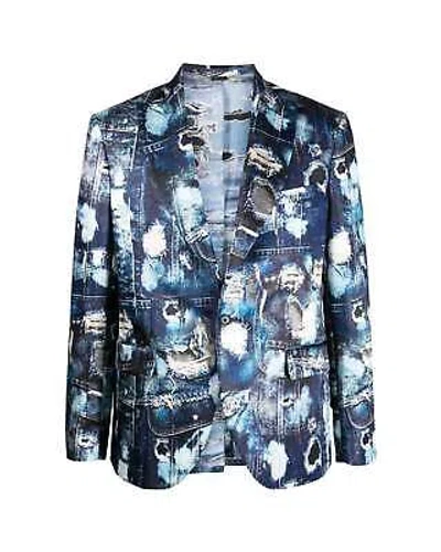Pre-owned John Richmond Jacket With Lapel And Iconic Denim Pattern Fashion Show. In Fantasia