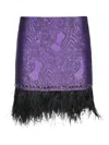 John Richmond Jacquard Feather-trimmed Mini Skirt In Purple