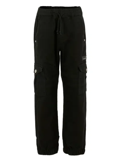 John Richmond Junior Kids' Cargo-pocket Drawstring Trousers In Black