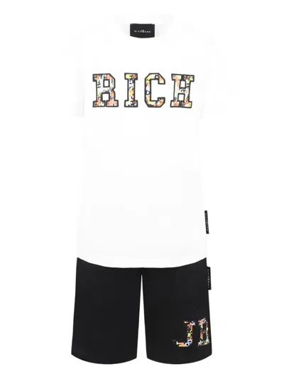 John Richmond Junior Kids' Cotton Shorts Set In White