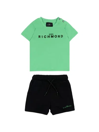 John Richmond Junior Babies' Cotton T-shirt And Shorts Set In Green