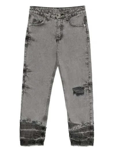 John Richmond Junior Kids' Distressed Straight-leg Jeans In Black