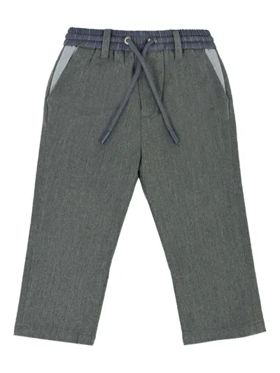 John Richmond Junior Babies' Elastic-waistband Panelled Chinos In Gray