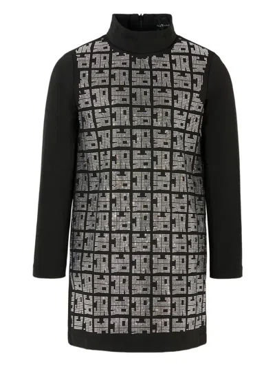 John Richmond Junior Kids' Embellished Turtleneck Casual Dress In Black
