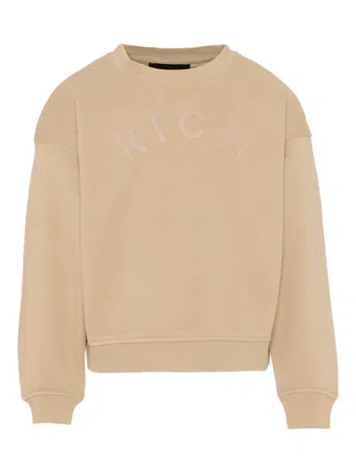 John Richmond Junior Kids' Embossed Crew-neck Sweatshirt In Yellow