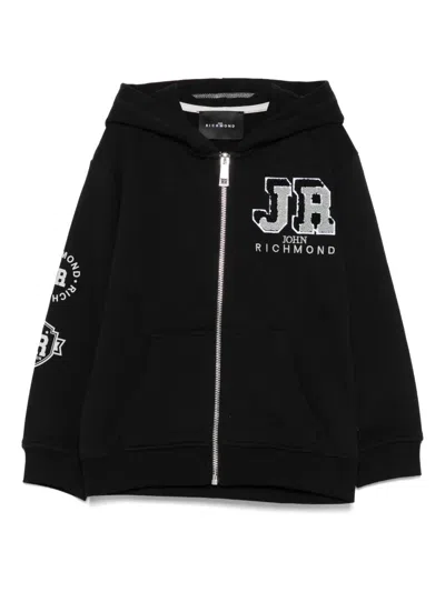 John Richmond Junior Kids' Embroidered-logo Hoodie In Black