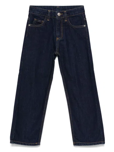 John Richmond Junior Kids' Five-pockets Logo Cotton Jeans In Blue