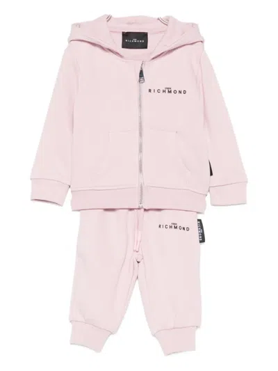John Richmond Junior Babies' Hooded Zip Tracksuit (set Of Two) In Pink