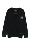 John Richmond Junior Intarsia Knit-logo Cardigan In Black