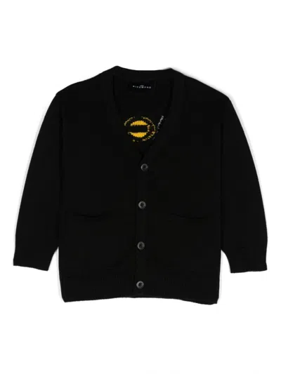 John Richmond Junior Babies' Intarsia-logo Cardigan In Black