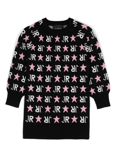 John Richmond Junior Kids' Intarsia-logo Dress In Black