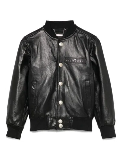John Richmond Junior Kids' Leather Jacket In Black