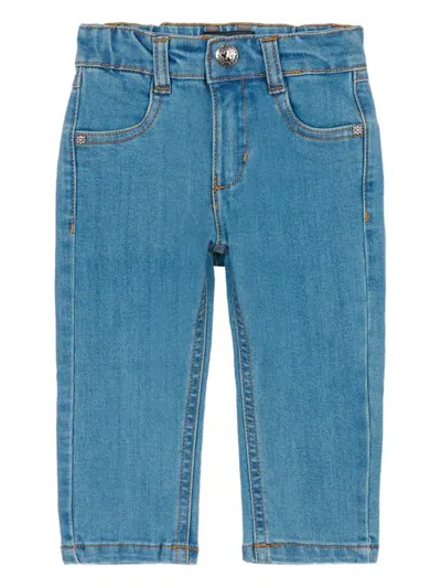 John Richmond Junior Babies' Letter-detail Denim Jeans In Blue