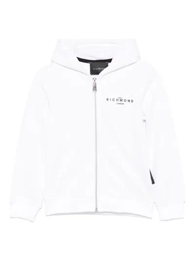 John Richmond Junior Kids' Logo-appliqué Hoodie In White