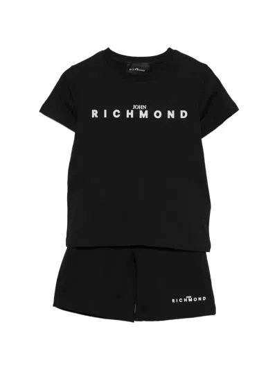John Richmond Junior Kids' Logo-appliqué Shorts And T-shirt Set In Black