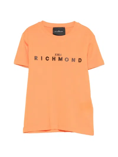 John Richmond Junior Kids' Logo-appliqué T-shirt In Orange