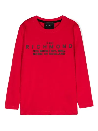 John Richmond Junior Kids' Logo-appliqué T-shirt In Red