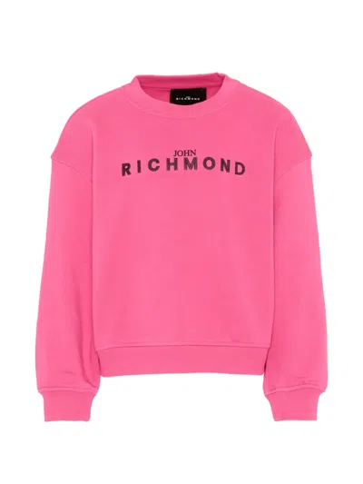 John Richmond Junior Kids' Logo Crew Neck Sweatshirt In Brown