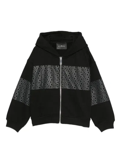 John Richmond Junior Kids' Logo-detail Zip-up Hoodie In Black