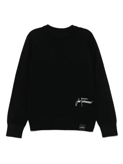 John Richmond Junior Kids' Logo-embroidered Sweater In Black