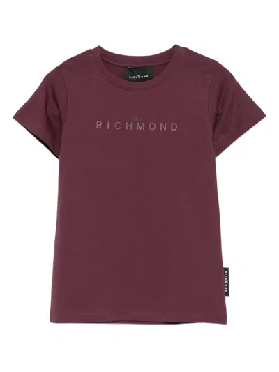 John Richmond Junior Kids' Logo-embroidered T-shirt In Burgundy
